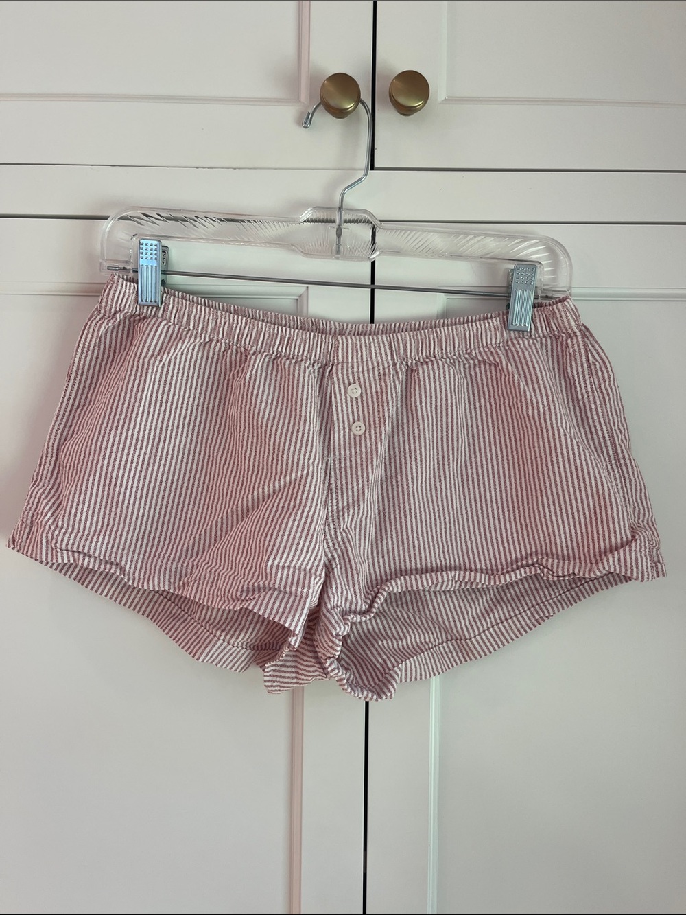 Brandy Melville Red & White Striped Cotton Sleep Shorts